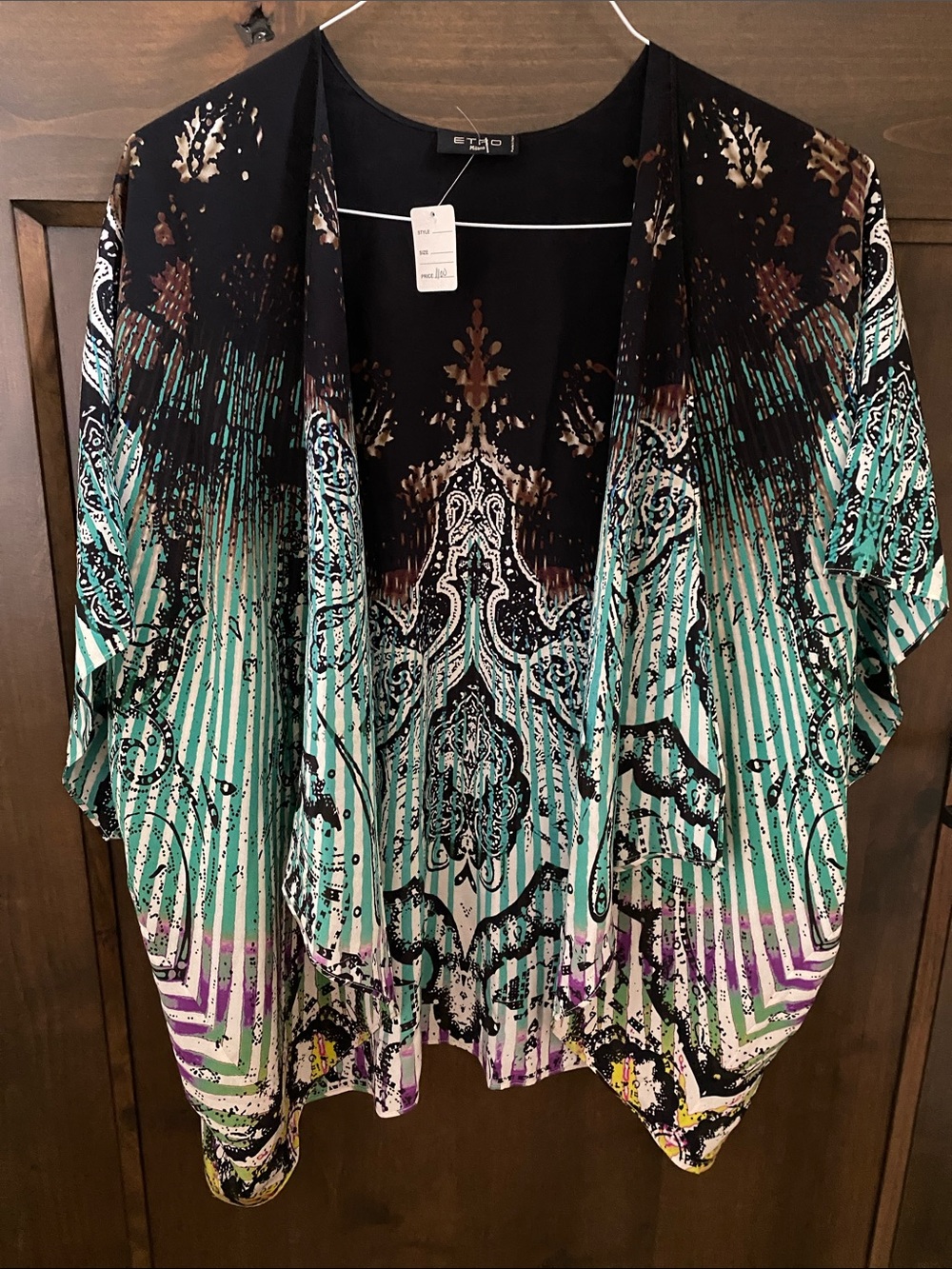 ETRO SPA Silk Wrap Multicolor Print Wrap Silk!